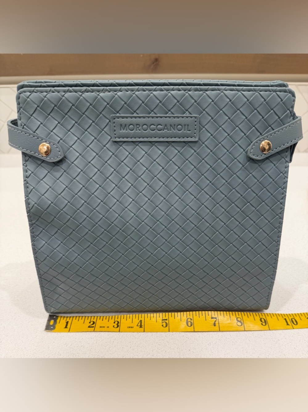 Moroccanoil Woven Cosmetic bag in Dusty Blue
